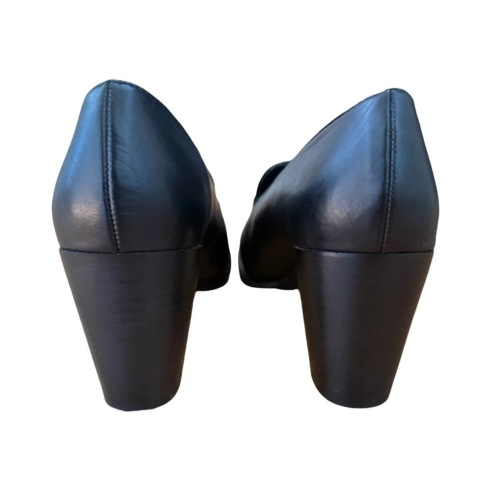 Croft & Barrow Y2K Black Leather Loafer Chunky Heel‎ Shoes Size 7
